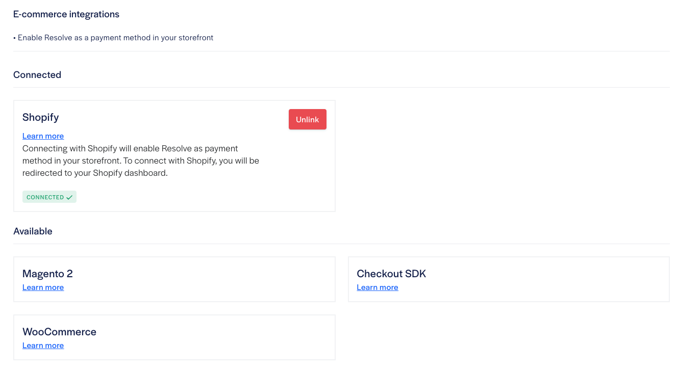 Your Resolve Dashboard > Settings > Integrations tab after step 3.